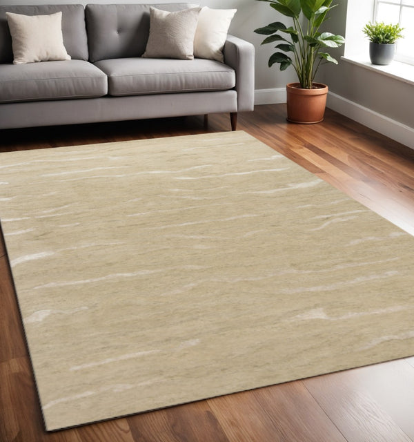 HomeRoots 3'' Hand-Tufted Beige and Ivory Abstract Area Rug - Modern Design for Cozy Spaces and Floors 5' X 7' 375340