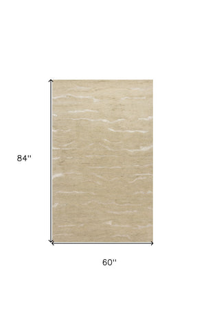 HomeRoots 3'' Hand-Tufted Beige and Ivory Abstract Area Rug - Modern Design for Cozy Spaces and Floors 5' X 7' 375340