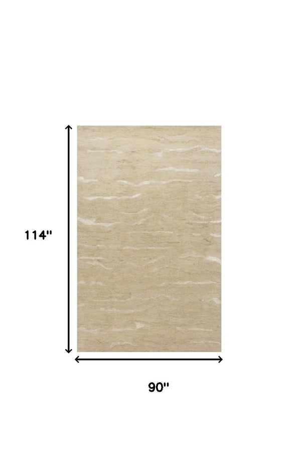 HomeRoots 3'' Hand-Tufted Beige and Ivory Abstract Area Rug - Modern Design for Cozy Spaces and Floors 8' X 10' 375341