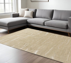 HomeRoots 9' Handcrafted Beige Wool Area Rug - Timeless Elegance and Durability for Any Room Décor 9' X 12' 375342
