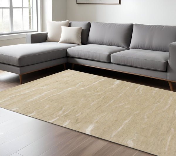 HomeRoots 9' Handcrafted Beige Wool Area Rug - Timeless Elegance and Durability for Any Room Décor 9' X 12' 375342