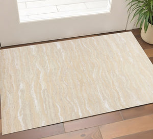 HomeRoots 3' Elegant Beige and Ivory Wool Abstract Hand-Tufted Area Rug - Perfect for Modern Spaces and Comfort 3' X 5' 375343