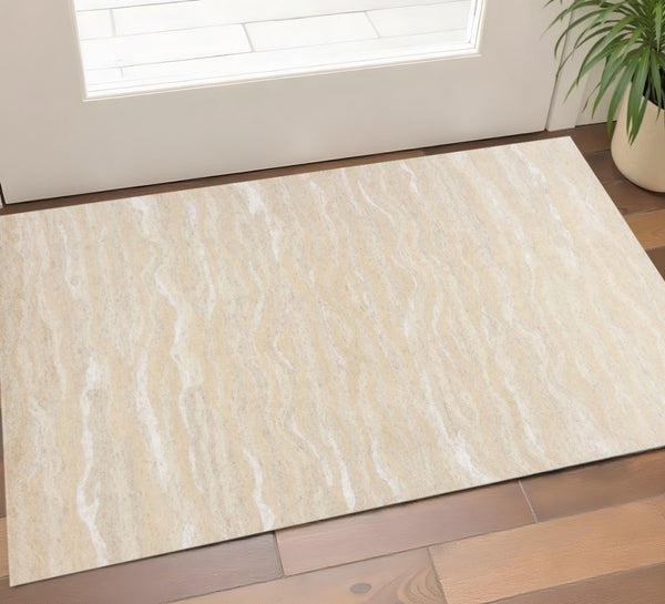 HomeRoots 3' Elegant Beige and Ivory Wool Abstract Hand-Tufted Area Rug - Perfect for Modern Spaces and Comfort 3' X 5' 375343
