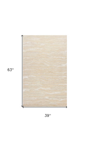 HomeRoots 3' Elegant Beige and Ivory Wool Abstract Hand-Tufted Area Rug - Perfect for Modern Spaces and Comfort 3' X 5' 375343