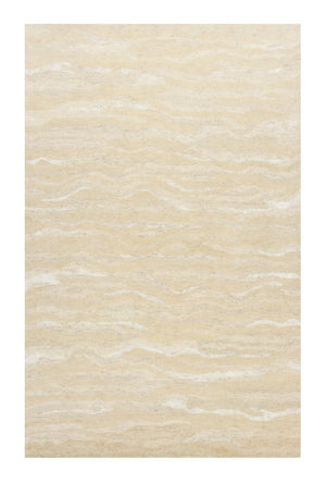 HomeRoots 3' Elegant Beige and Ivory Wool Abstract Hand-Tufted Area Rug - Perfect for Modern Spaces and Comfort 5' X 7' 375344