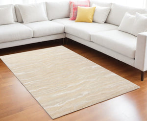 HomeRoots 3' Elegant Beige and Ivory Wool Abstract Hand-Tufted Area Rug - Perfect for Modern Spaces and Comfort 8' X 10' 375345