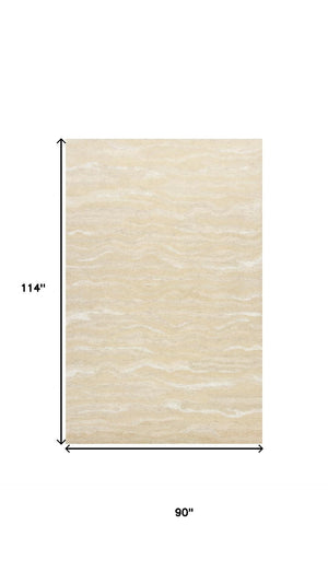 HomeRoots 3' Elegant Beige and Ivory Wool Abstract Hand-Tufted Area Rug - Perfect for Modern Spaces and Comfort 8' X 10' 375345