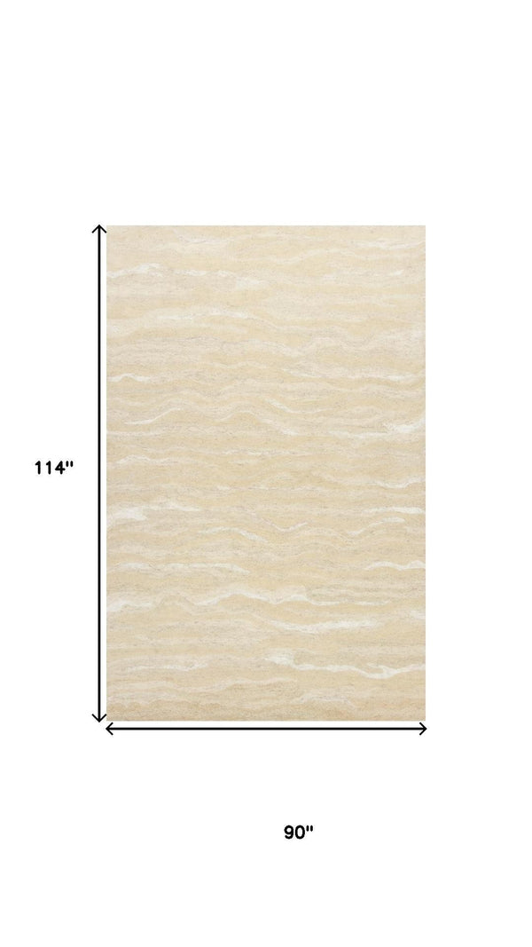 HomeRoots 3' Elegant Beige and Ivory Wool Abstract Hand-Tufted Area Rug - Perfect for Modern Spaces and Comfort 8' X 10' 375345