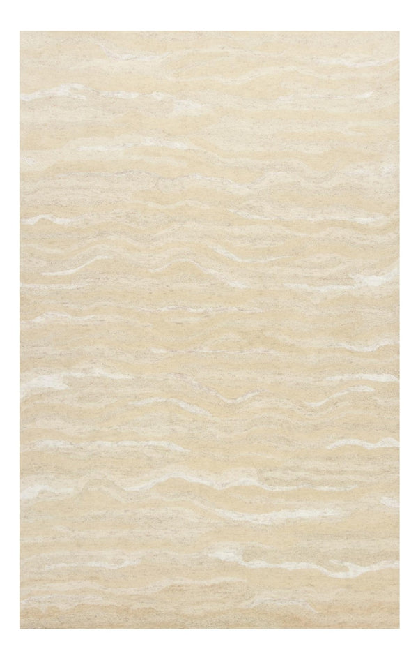 HomeRoots 3' Elegant Beige and Ivory Wool Abstract Hand-Tufted Area Rug - Perfect for Modern Spaces and Comfort 8' X 10' 375345