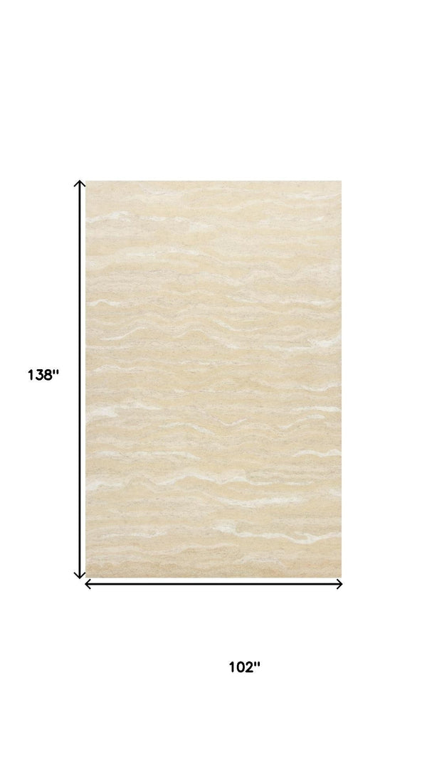 HomeRoots 9' Abstract Hand-Tufted Area Rug in Beige and Ivory - Modern Style for Cozy Living Spaces 9' X 12' 375346
