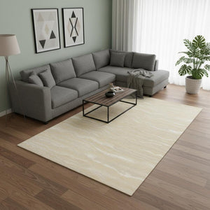 HomeRoots 9' Abstract Hand-Tufted Area Rug in Beige and Ivory - Modern Style for Cozy Living Spaces 9' X 12' 375346