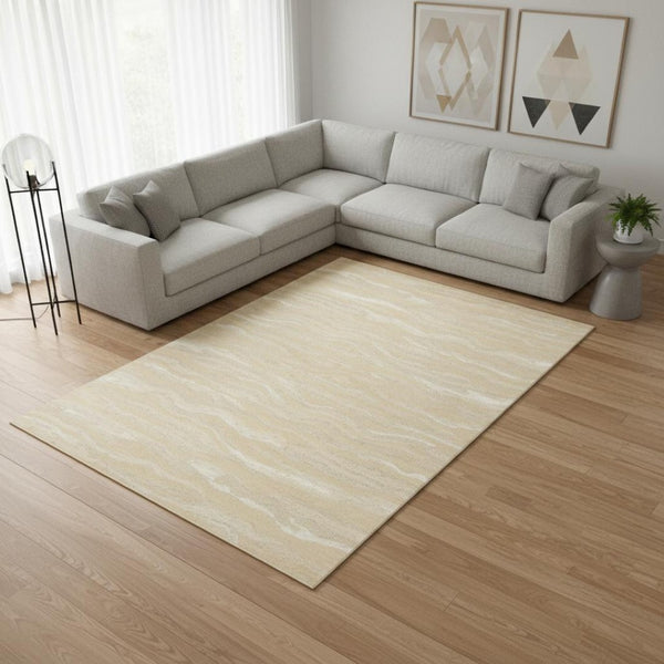 HomeRoots 9' Abstract Hand-Tufted Area Rug in Beige and Ivory - Modern Style for Cozy Living Spaces 9' X 12' 375346