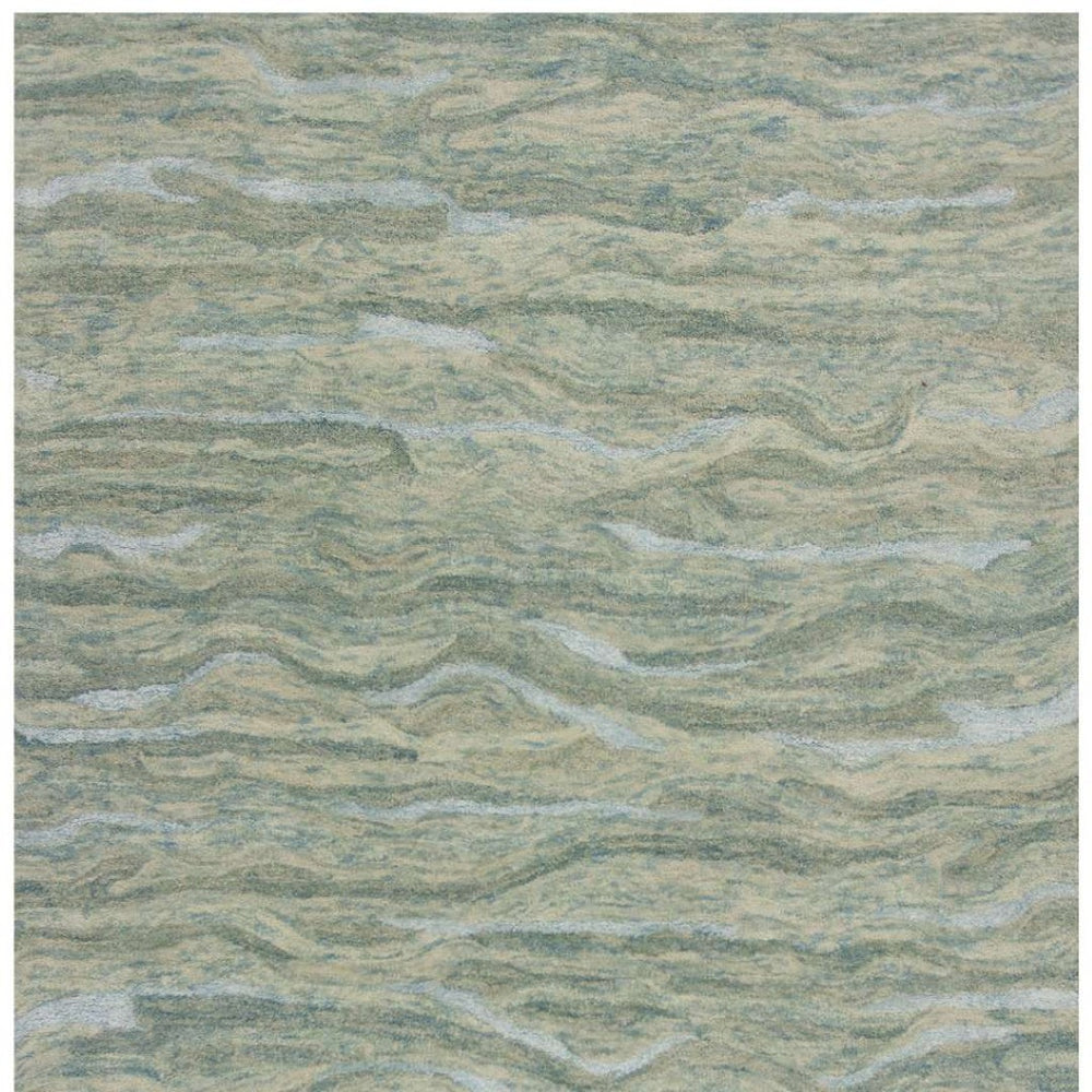 HomeRoots 3' Hand-Tufted Abstract Area Rug in Blue, Green, and Beige – Perfect for Small Space Comfort & Style 3' X 5' 375347