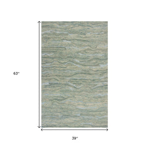 HomeRoots 3' Hand-Tufted Abstract Area Rug in Blue, Green, and Beige – Perfect for Small Space Comfort & Style 3' X 5' 375347