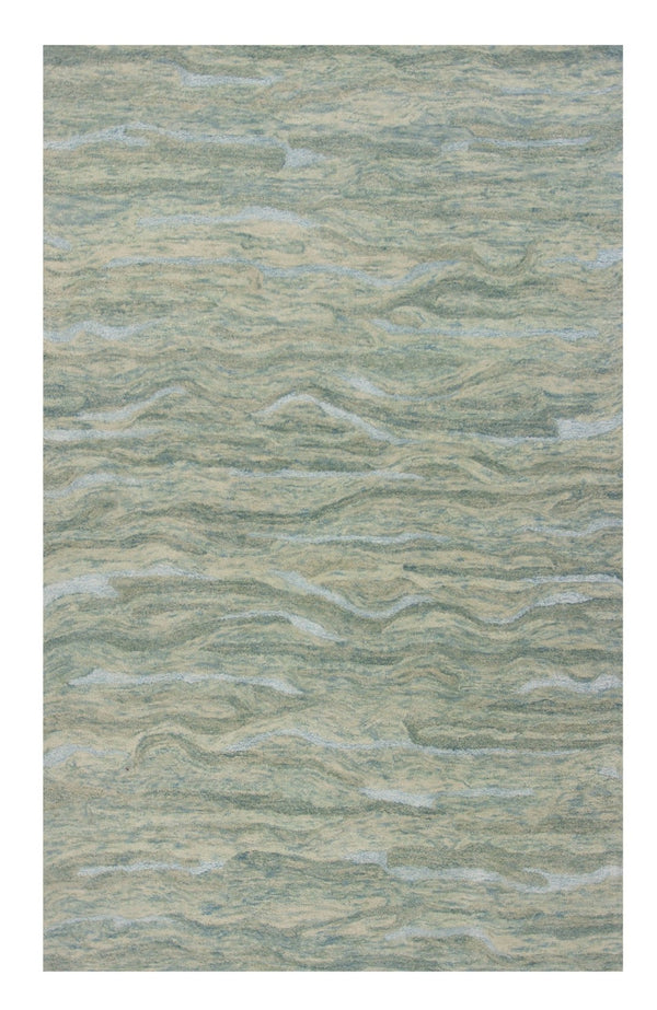 HomeRoots 3' Hand-Tufted Abstract Area Rug in Blue, Green, and Beige – Perfect for Small Space Comfort & Style 5' X 7' 375348