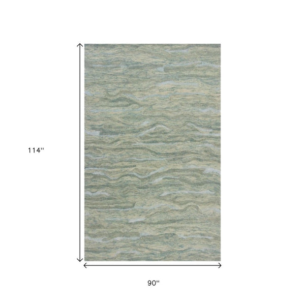 HomeRoots 3' Hand-Tufted Abstract Area Rug in Blue, Green, and Beige – Perfect for Small Space Comfort & Style 8' X 10' 375349