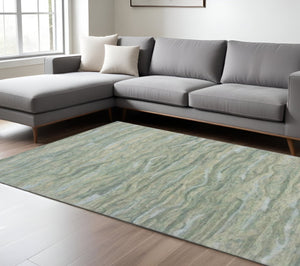 HomeRoots 3' Hand-Tufted Abstract Area Rug in Blue, Green, and Beige – Perfect for Small Space Comfort & Style 8' X 10' 375349