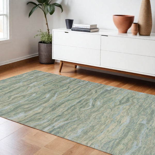HomeRoots 9' Hand-Tufted Wool Area Rug in Blue and Beige - Luxurious Comfort and Timeless Style for Your Home 9' X 12' 375350