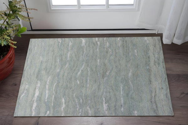 HomeRoots 3' Hand-Tufted Slate Gray and Ivory Abstract Area Rug – Elevate Any Space with Contemporary Elegance 3' X 5' 375351