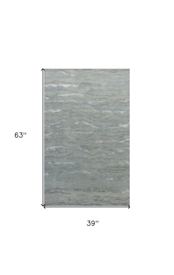 HomeRoots 3' Hand-Tufted Slate Gray and Ivory Abstract Area Rug – Elevate Any Space with Contemporary Elegance 3' X 5' 375351