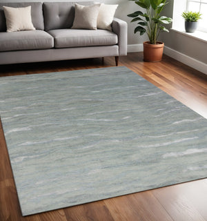 HomeRoots 3' Hand-Tufted Slate Gray and Ivory Abstract Area Rug – Elevate Any Space with Contemporary Elegance 5' X 7' 375352