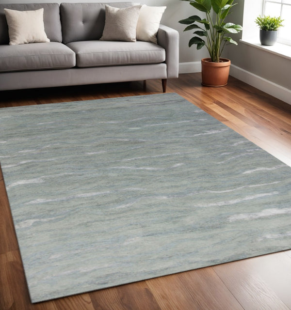 HomeRoots 3' Hand-Tufted Slate Gray and Ivory Abstract Area Rug – Elevate Any Space with Contemporary Elegance 5' X 7' 375352
