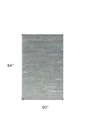HomeRoots 3' Hand-Tufted Slate Gray and Ivory Abstract Area Rug – Elevate Any Space with Contemporary Elegance 5' X 7' 375352