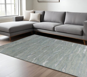 HomeRoots 3' Hand-Tufted Slate Gray and Ivory Abstract Area Rug – Elevate Any Space with Contemporary Elegance 8' X 10' 375353