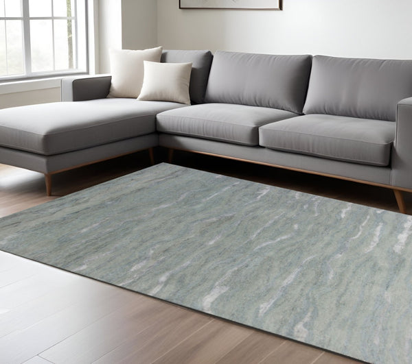 HomeRoots 3' Hand-Tufted Slate Gray and Ivory Abstract Area Rug – Elevate Any Space with Contemporary Elegance 8' X 10' 375353