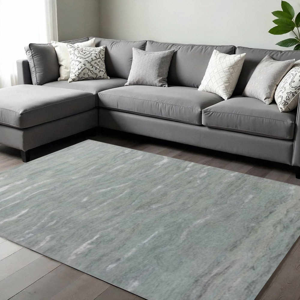 HomeRoots 9' Slate Gray and Ivory Wool Abstract Hand-Tufted Area Rug for Modern Living Room and Bedroom Decor 9' X 12' 375354