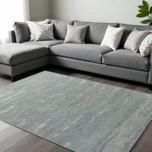HomeRoots 9' Slate Gray and Ivory Wool Abstract Hand-Tufted Area Rug for Modern Living Room and Bedroom Decor 9' X 12' 375354