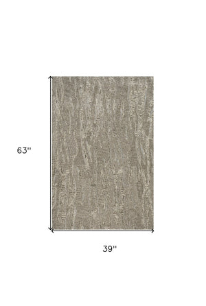 HomeRoots 3'' Sand and Gray Abstract Hand-Tufted Area Rug – Modern Artistry for Cozy, Versatile Spaces 3' X 5' 375355