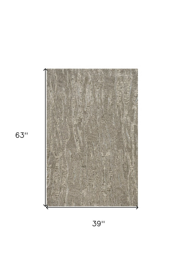 HomeRoots 3'' Sand and Gray Abstract Hand-Tufted Area Rug – Modern Artistry for Cozy, Versatile Spaces 3' X 5' 375355