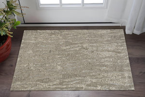 HomeRoots 3'' Sand and Gray Abstract Hand-Tufted Area Rug – Modern Artistry for Cozy, Versatile Spaces 3' X 5' 375355