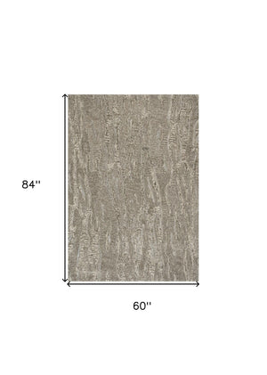 HomeRoots 3'' Sand and Gray Abstract Hand-Tufted Area Rug – Modern Artistry for Cozy, Versatile Spaces 5' X 7' 375356