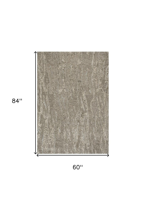 HomeRoots 3'' Sand and Gray Abstract Hand-Tufted Area Rug – Modern Artistry for Cozy, Versatile Spaces 5' X 7' 375356