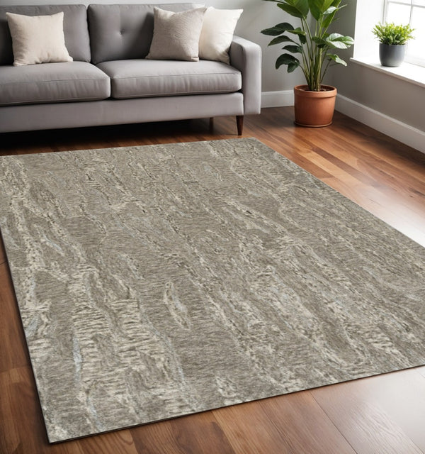 HomeRoots 3'' Sand and Gray Abstract Hand-Tufted Area Rug – Modern Artistry for Cozy, Versatile Spaces 5' X 7' 375356