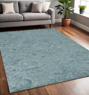 HomeRoots 3' Blue and White Abstract Hand-Tufted Area Rug - Modern Artistry for Cozy Living Spaces and Entryways 5' X 7' 375360