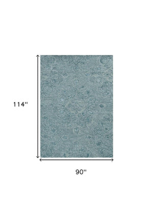 HomeRoots 3' Blue and White Abstract Hand-Tufted Area Rug - Modern Artistry for Cozy Living Spaces and Entryways 8' X 10' 375361
