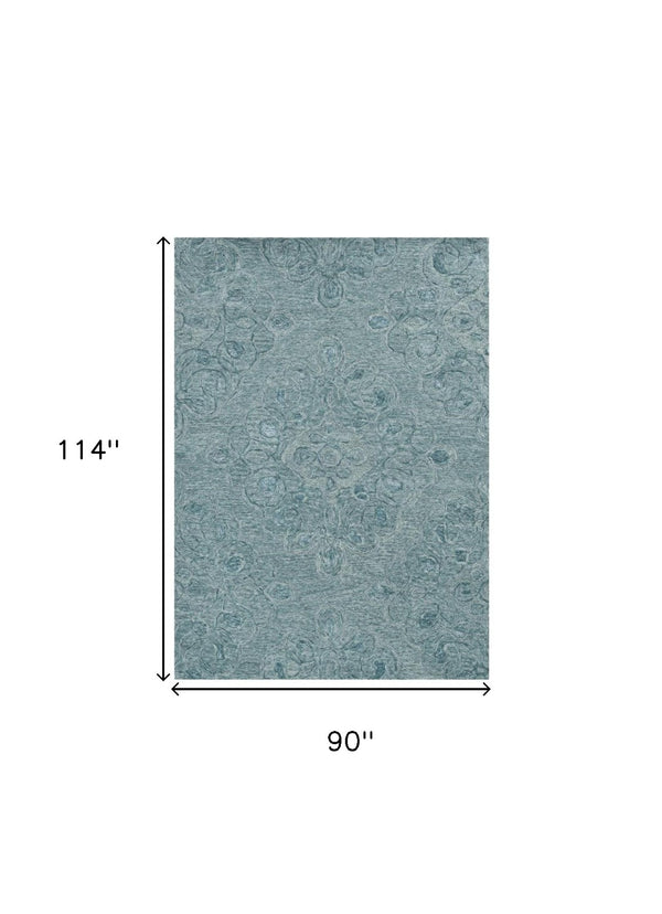HomeRoots 3' Blue and White Abstract Hand-Tufted Area Rug - Modern Artistry for Cozy Living Spaces and Entryways 8' X 10' 375361