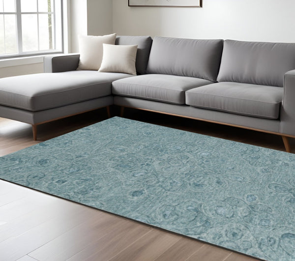 HomeRoots 3' Blue and White Abstract Hand-Tufted Area Rug - Modern Artistry for Cozy Living Spaces and Entryways 8' X 10' 375361
