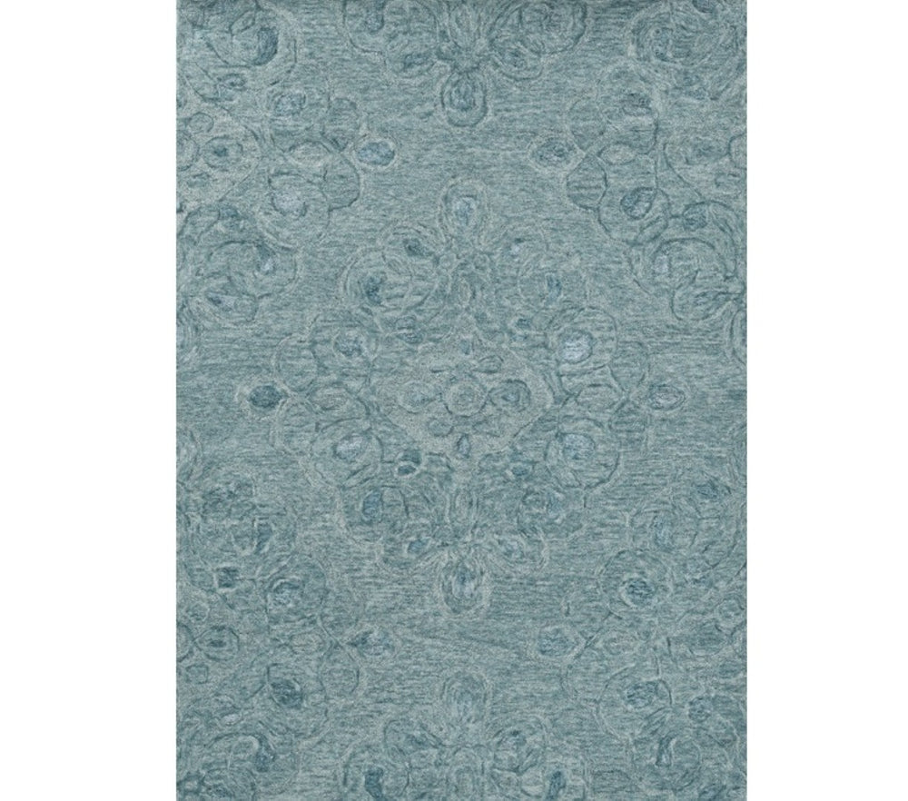 HomeRoots 9' Seafoam Blue Hand-Tufted Floral Area Rug - Luxurious Wool with Viscose Highlights for Elegance 9' X 12' 375362