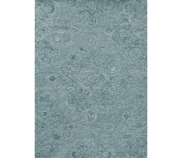 HomeRoots 9' Seafoam Blue Hand-Tufted Floral Area Rug - Luxurious Wool with Viscose Highlights for Elegance 9' X 12' 375362