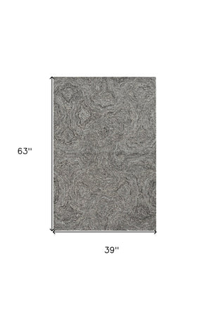 HomeRoots 3'' Gray Abstract Hand-Tufted Area Rug – Contemporary Design for Minimalist & Industrial Spaces 3' X 5' 375363
