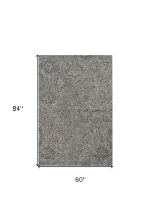 HomeRoots 3'' Gray Abstract Hand-Tufted Area Rug – Contemporary Design for Minimalist & Industrial Spaces 5' X 7' 375364