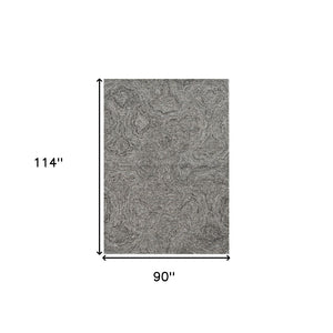 HomeRoots 8' Gray and Dark Gray Hand-Tufted Wool Area Rug - Modern Abstract Design for Elegant Spaces 8' X 10' 375365