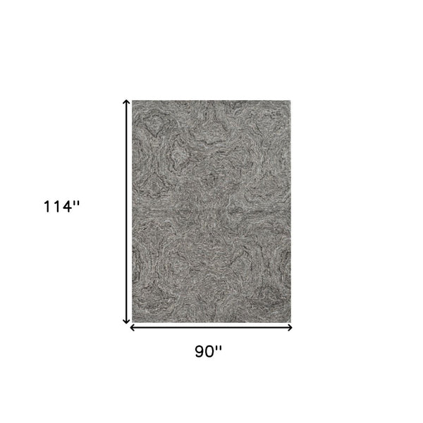 HomeRoots 8' Gray and Dark Gray Hand-Tufted Wool Area Rug - Modern Abstract Design for Elegant Spaces 8' X 10' 375365