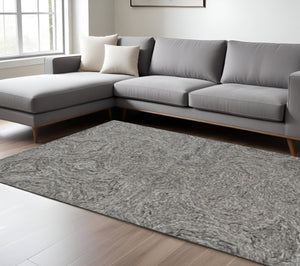 HomeRoots 8' Gray and Dark Gray Hand-Tufted Wool Area Rug - Modern Abstract Design for Elegant Spaces 8' X 10' 375365