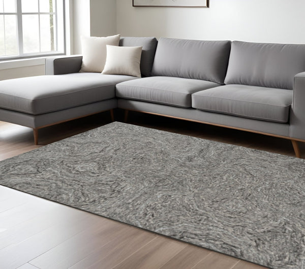 HomeRoots 8' Gray and Dark Gray Hand-Tufted Wool Area Rug - Modern Abstract Design for Elegant Spaces 8' X 10' 375365