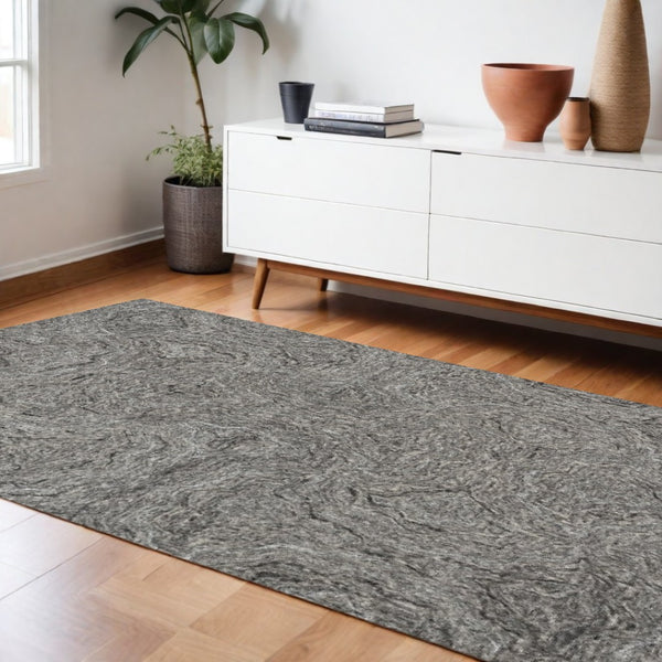 HomeRoots 9' Hand-Tufted Abstract Wool Area Rug in Gray Tones - Stylish Softness for Modern Living Spaces 9' X 12' 375366